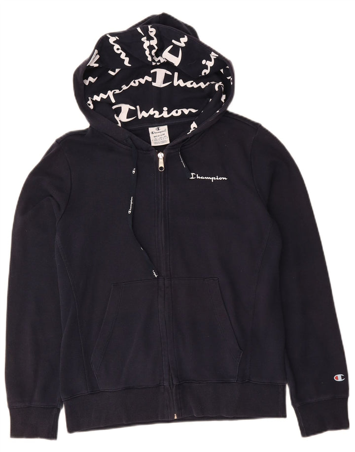 Женский свитер с капюшоном на молнии CHAMPION UK 14, средний темно-синий, хлопок