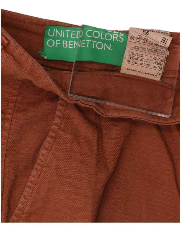 Женские шорты чинос BENETTON UK 10, маленькие W30, коричневые, хлопок