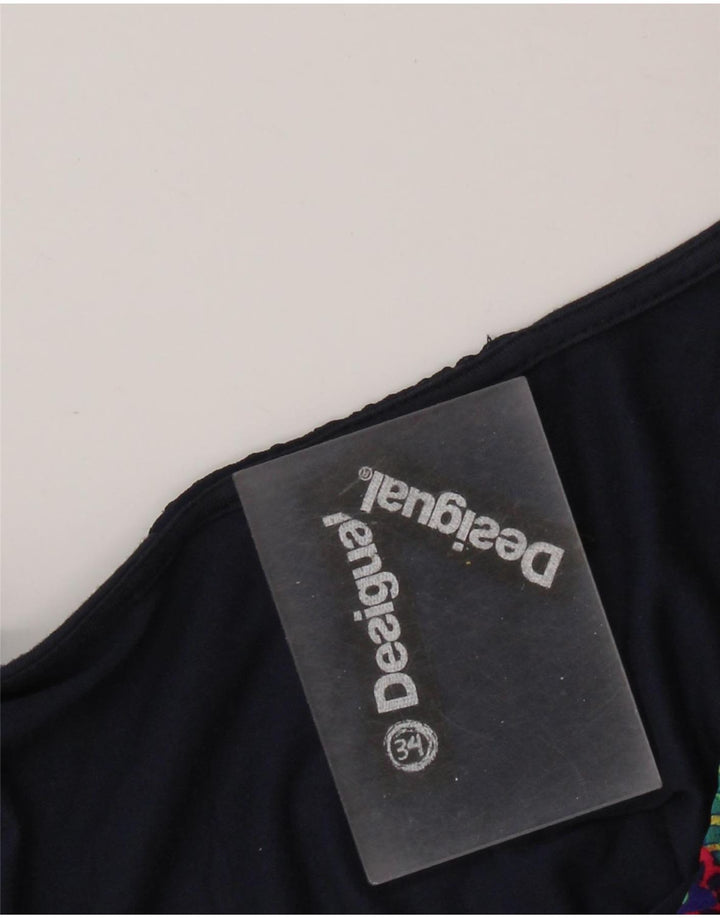 Женское базовое платье без рукавов с абстрактным узором Desigual EU 34 XS, темно-синее