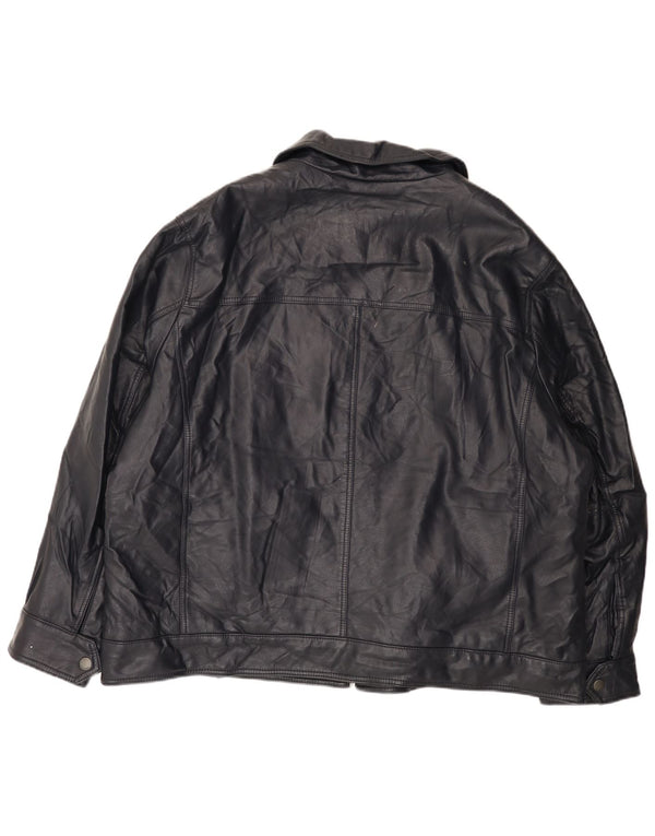 Мужская куртка из искусственной кожи Tommy Hilfiger UK 46 3XL Темно-синяя из полиуретана