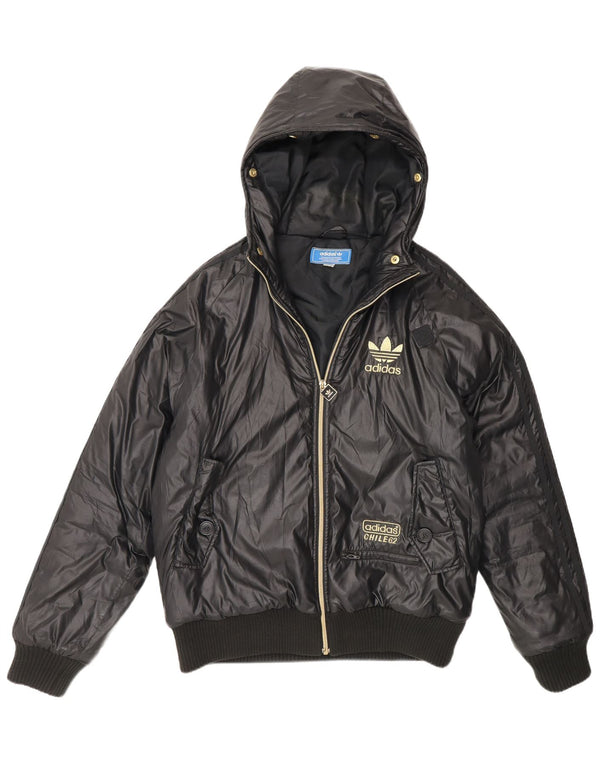 Мужская утепленная куртка-бомбер с капюшоном Adidas Чили 62 Великобритания 36 маленькая черная