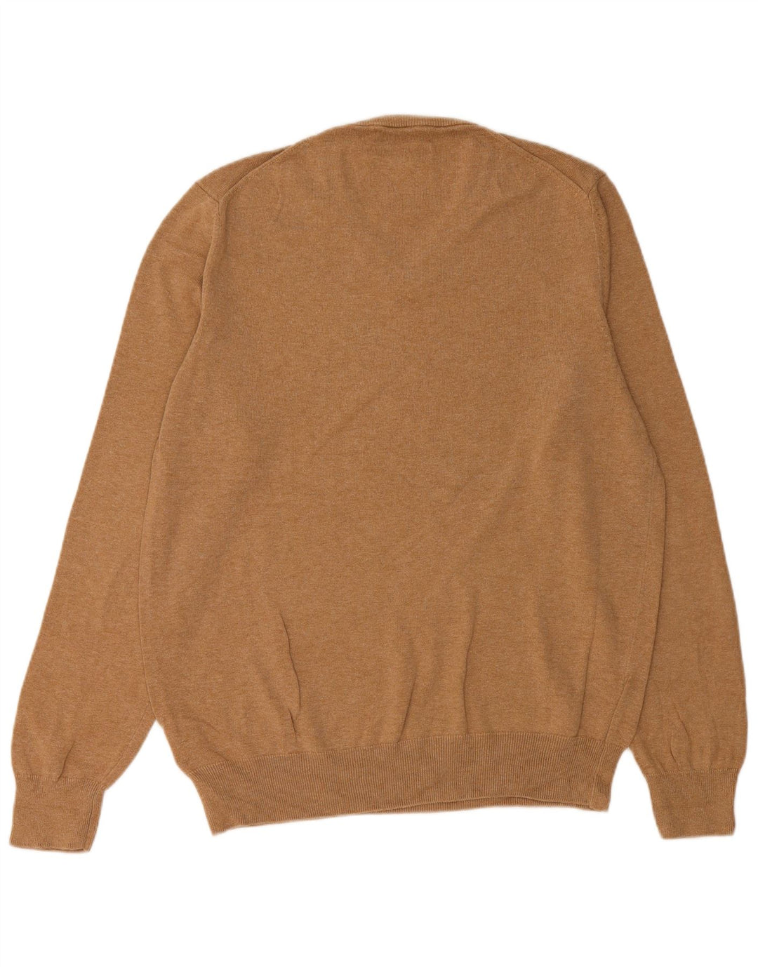MARKS & SPENCER Mens V-Neck Jumper Sweater Medium Beige Cotton