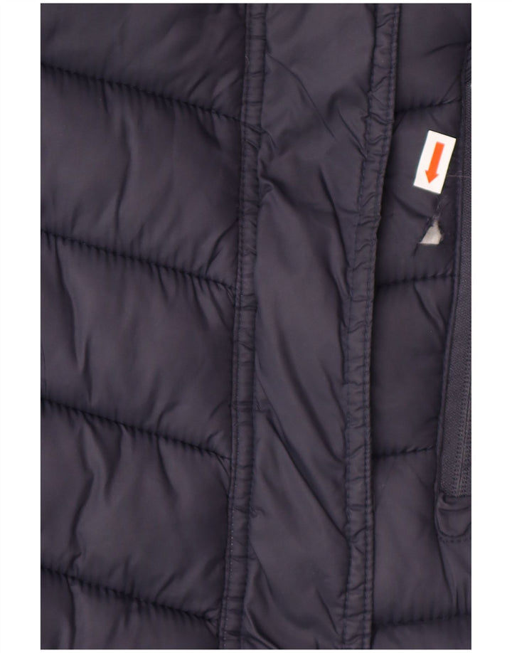 SUPERDRY Женское стеганое пальто с капюшоном UK 14, средний темно-синий, нейлон