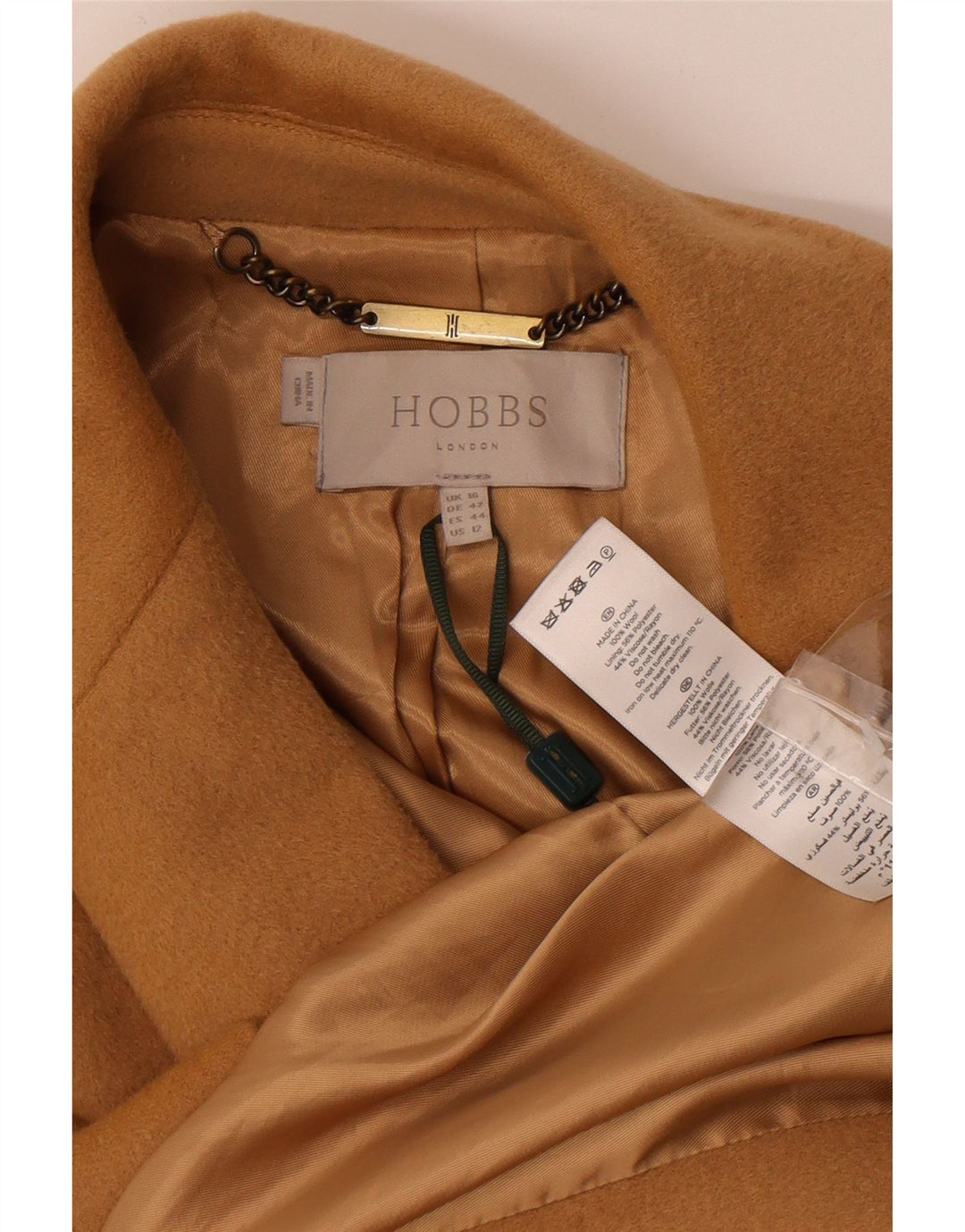 Женское пальто Hobbs UK 16, большое, коричневое, шерстяное