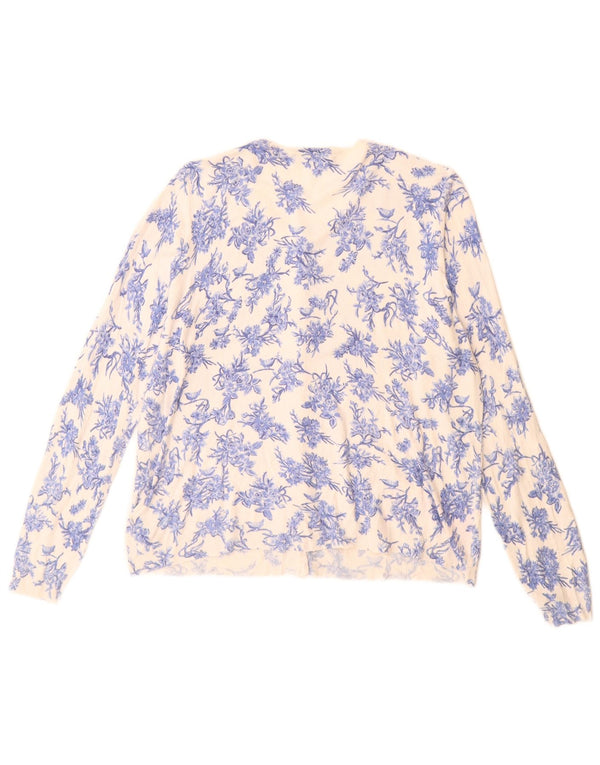 Marks & Spencer Womens Cardigan Sweater UK 18 XL Off White Floral Viscose