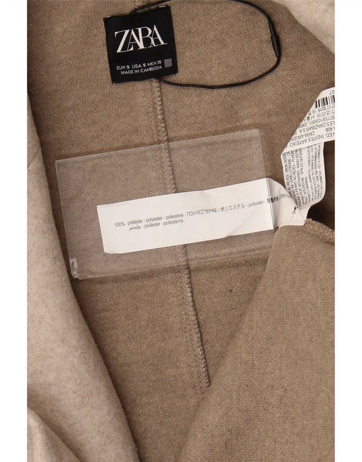 Женское открытое пальто Zara UK 10, маленькое бежевое полиэстер