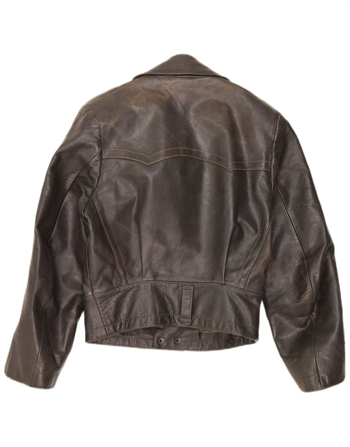 Куртка женская кожаная VINTAGE UK 14, средняя черная