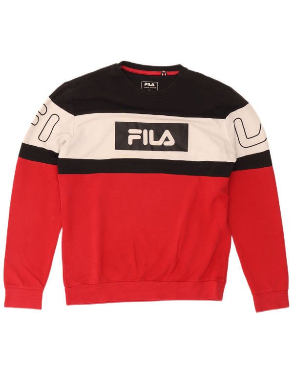 Fila Мужской свитшот с графическим рисунком, большой красный хлопковый джемпер с цветными блоками