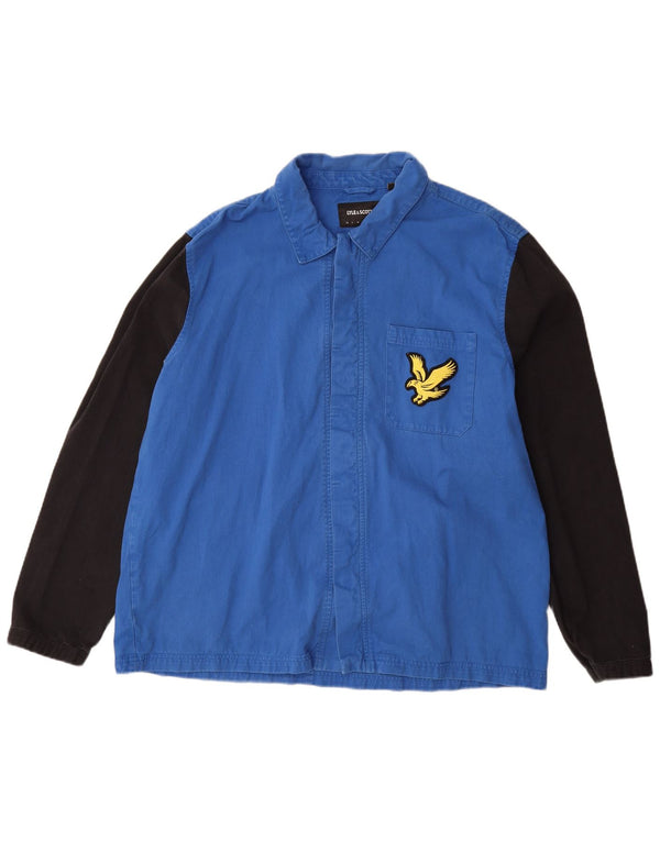 Мужская куртка-бомбер Lyle & Scott UK 44 2XL, синяя, хлопок с цветными блоками