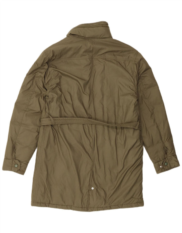 ALBERTO ASPESI Женское стеганое пальто с капюшоном UK 14 Средний Хаки Полиэстер