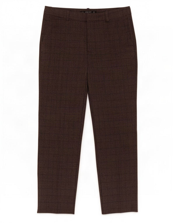 Женские укороченные брюки Zara Medium W28 L25, коричневые клетчатые брюки из полиэстера
