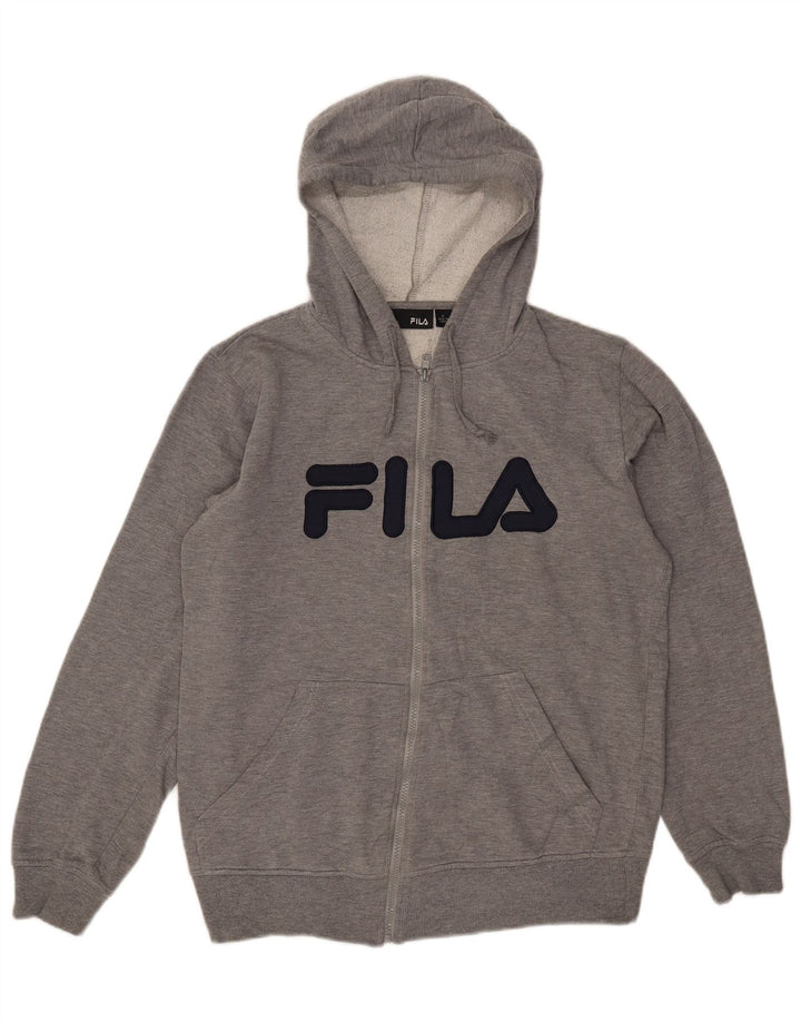 Fila Мужской свитер с капюшоном и молнией с графическим рисунком, маленький серый полиэстер с крапинками