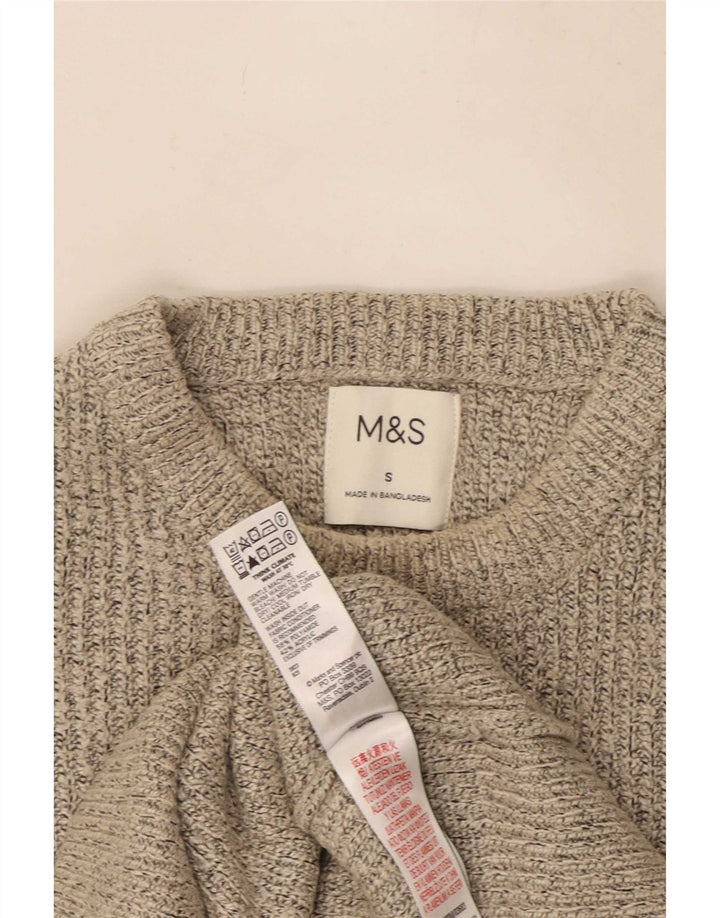 Мужской джемпер с круглым вырезом Marks & Spencer, маленький бежевый полиэстер с крапинками