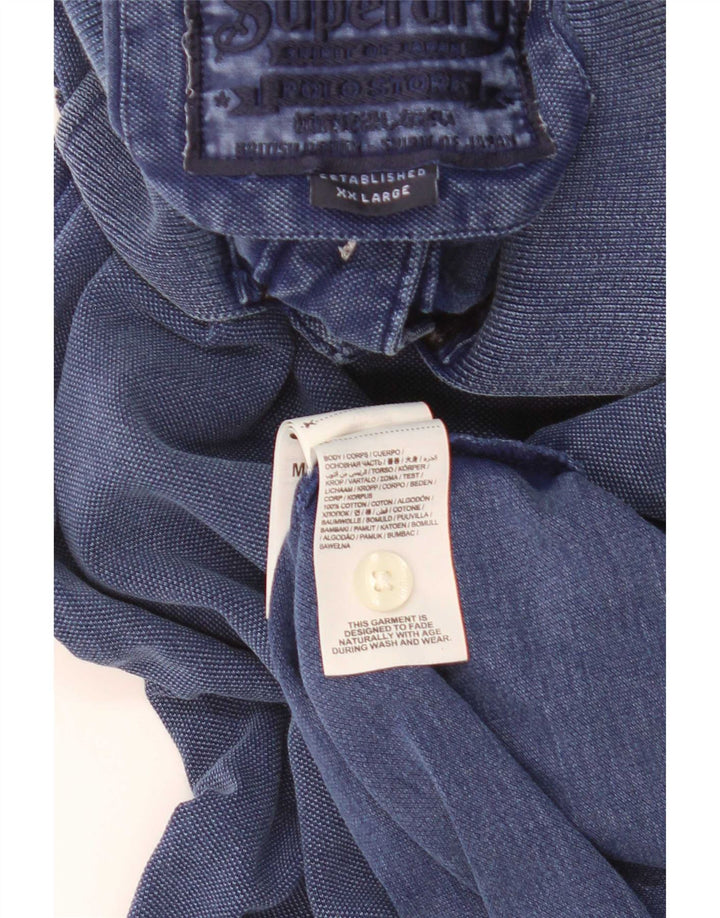 Мужская рубашка-поло Superdry 2XL, синяя, хлопок