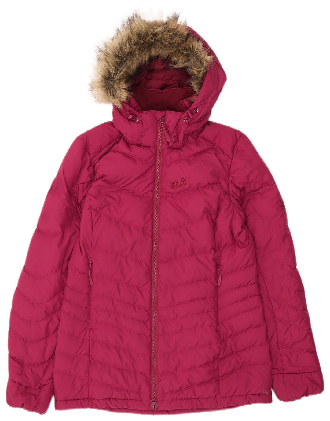 Женская стеганая куртка с капюшоном Jack Wolfskin, Великобритания, маленький розовый полиэстер, 8/10