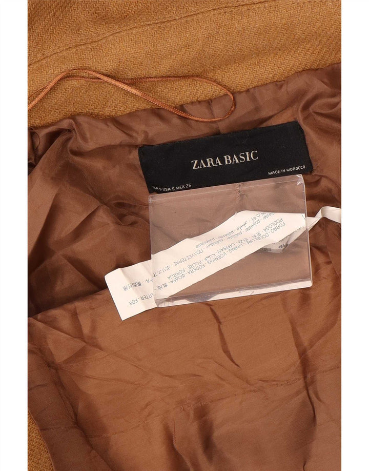 Женский бомбер Zara UK 10, маленький коричневый полиэстер с капюшоном