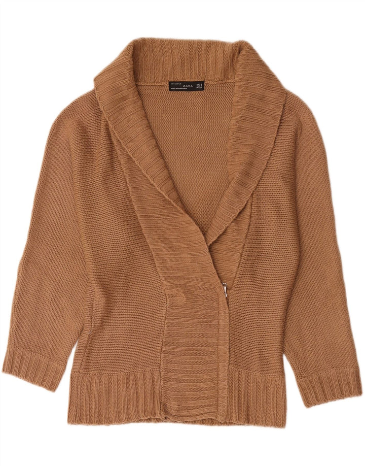 Женский кардиган Zara UK 14, средний коричневый цвет