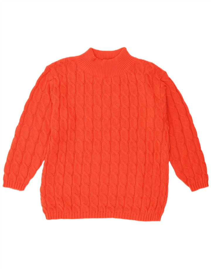 ВИНТАЖНЫЙ женский джемпер с высоким воротником, Великобритания 14, средний красный, шерсть