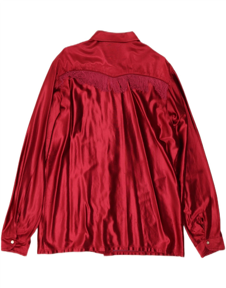 Винтажная женская блузка-рубашка UK 18 XL, красный ацетат