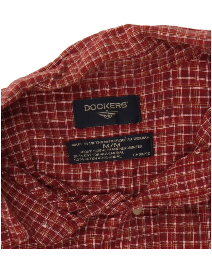 Мужская рубашка Dockers с коротким рукавом, хлопковая красная клетка среднего размера