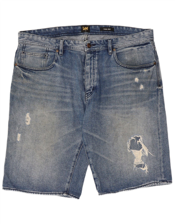 LEE Mens Distressed Denim Shorts W38 XL Blue Cotton