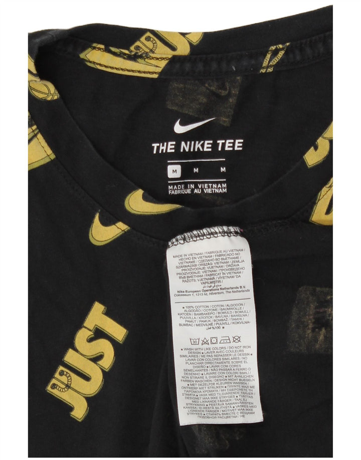 Мужская футболка с рисунком Nike, средний черный хлопковый топ с геометрическим рисунком