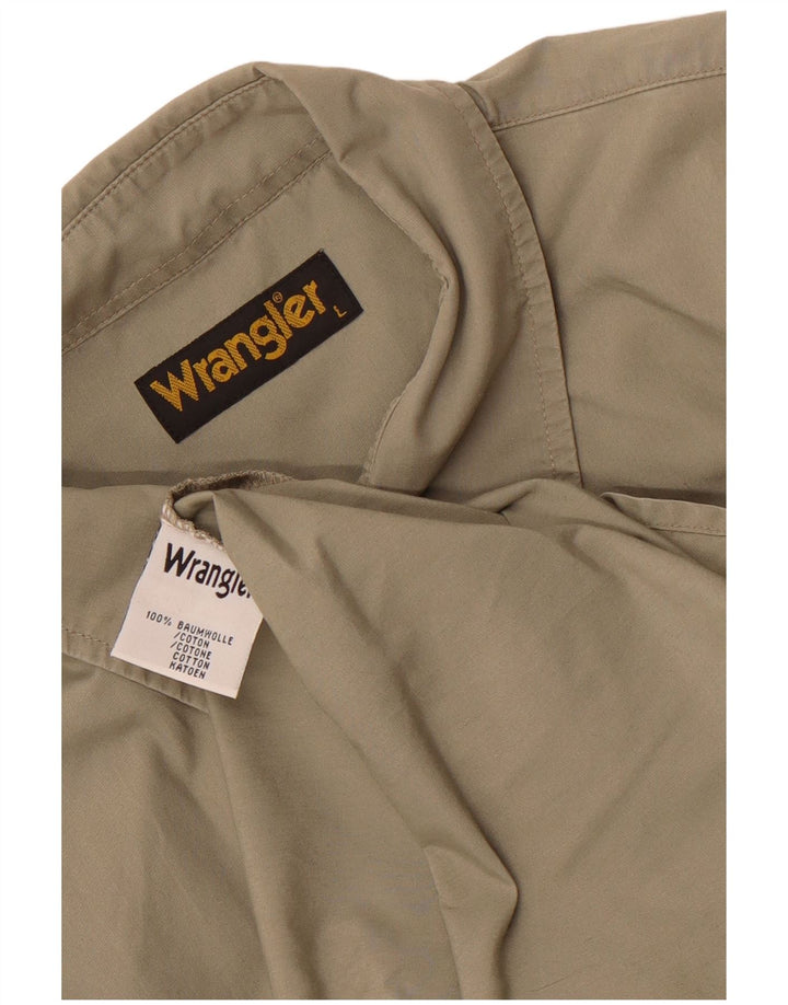 Мужская рубашка Wrangler с коротким рукавом, большой размер, цвет хаки, хлопок
