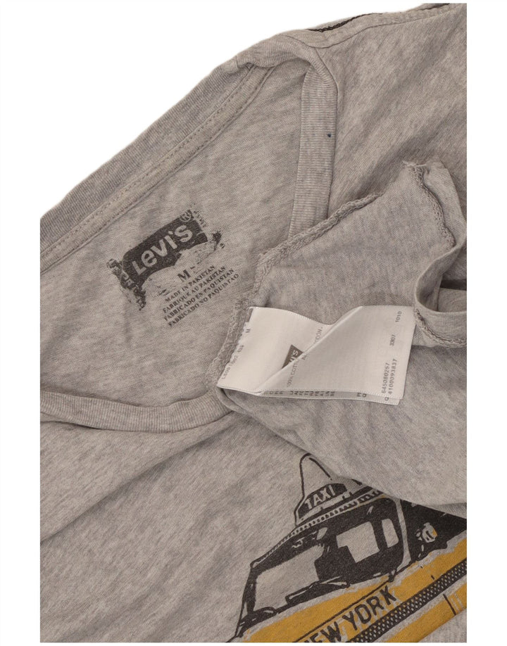 Мужская футболка с рисунком Levi's, хлопковый топ среднего серого цвета с крапинками