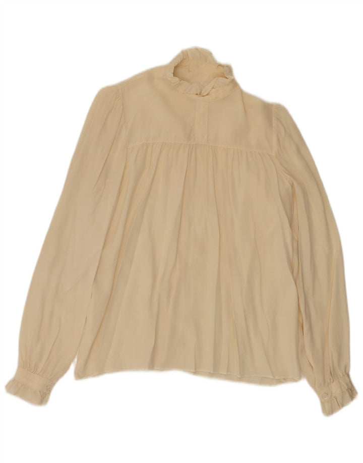 Винтажная женская блузка-рубашка UK 12, средний Off White