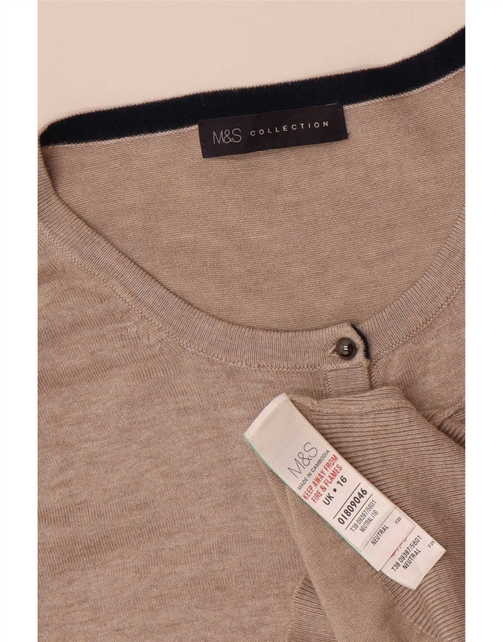 Женский кардиган Marks & Spencer UK 16, большой, бежевый, вискоза