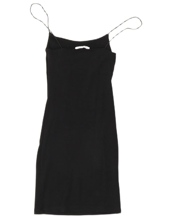 Женское платье-комбинация Zara UK 8, маленькое черное, хлопок