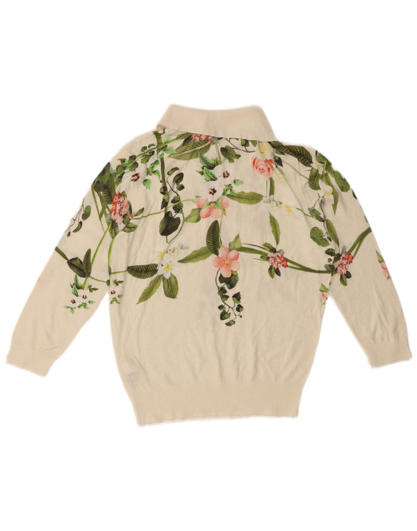 TED BAKER Womens Oversized Polo Neck Jumper Sweater Size 2 Small Off White