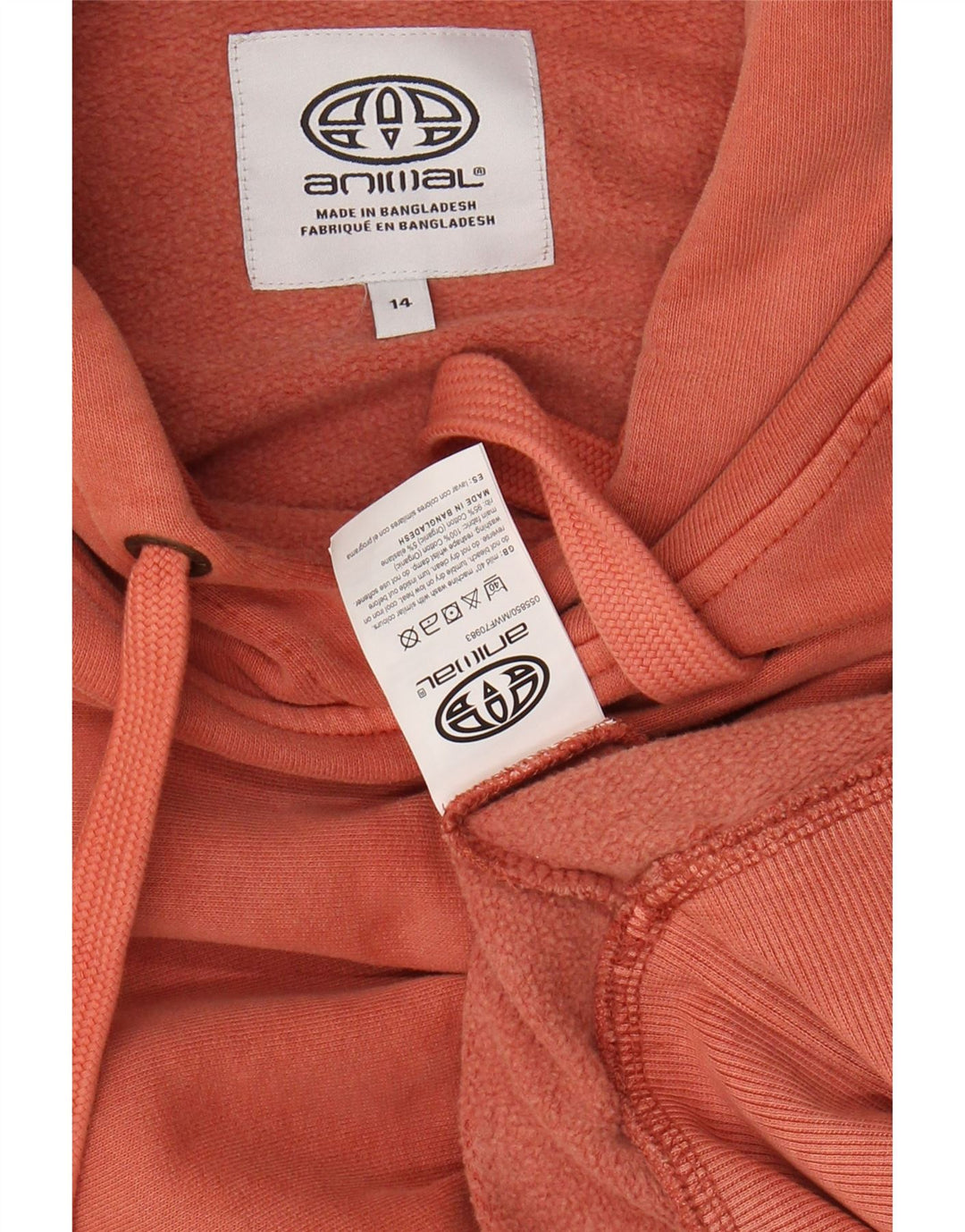 Женский джемпер с капюшоном оверсайз с рисунком ANIMAL, размер UK 14, большой розовый хлопок