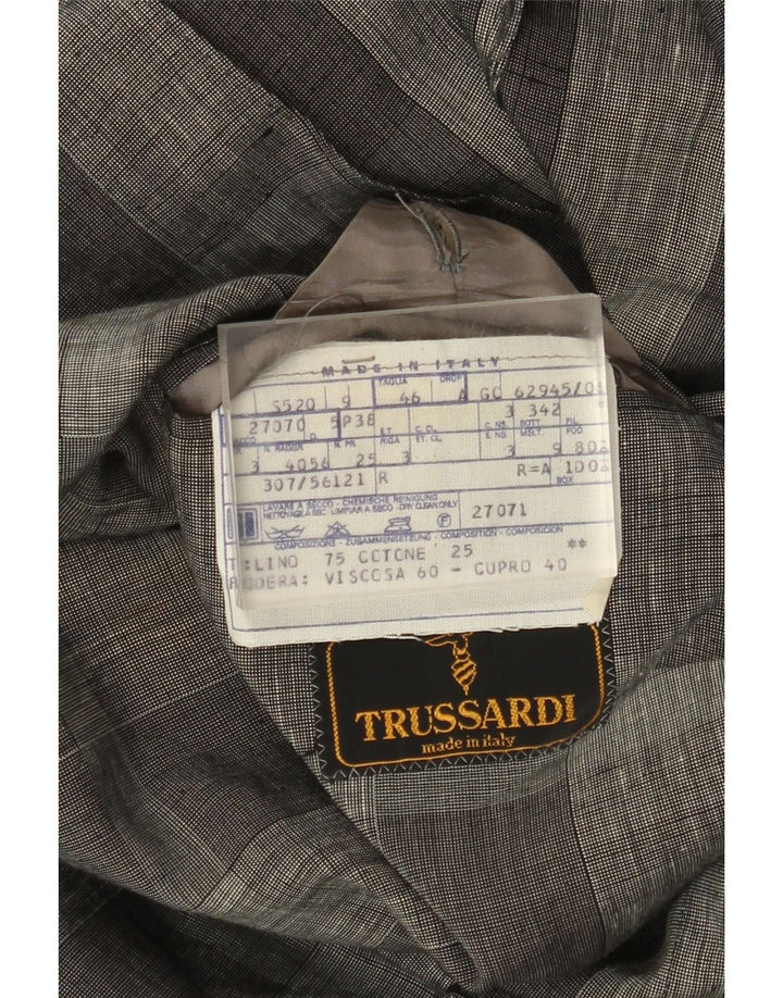 Мужской пиджак Trussardi на 2 пуговицах IT 46, маленький серый лен в клетку