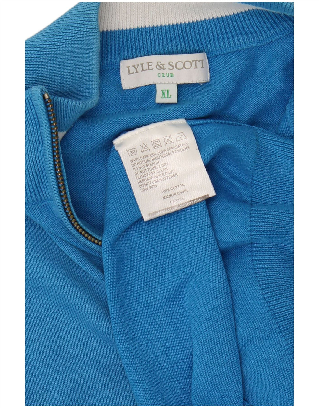 Мужской джемпер с воротником на молнии Lyle & Scott XL, синий хлопок