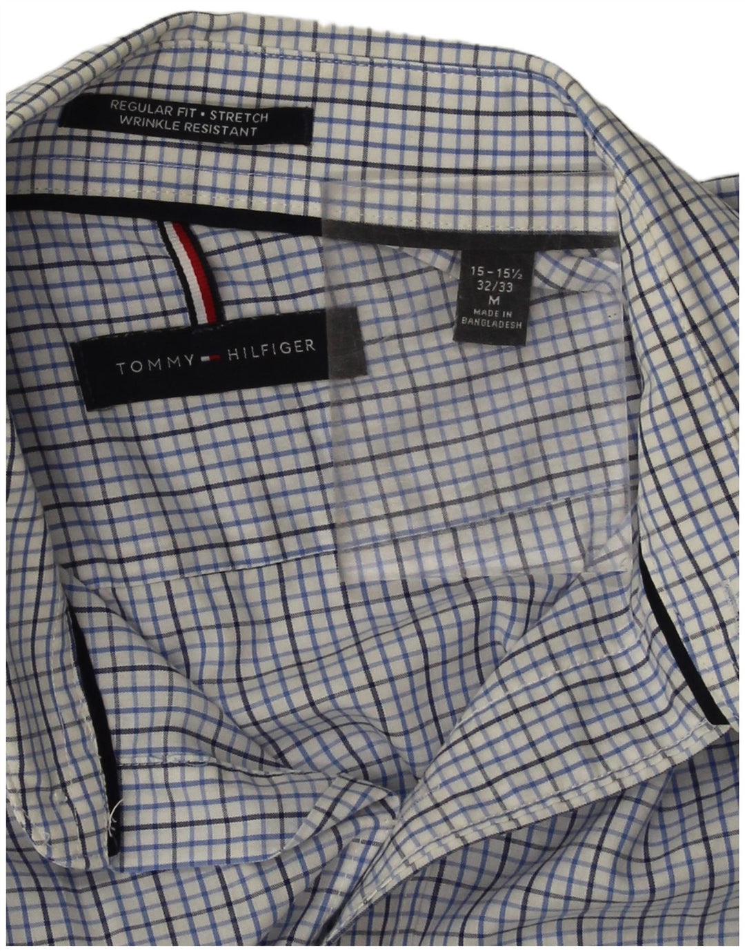 Мужская рубашка обычного кроя Tommy Hilfiger, размер 15, 1/2, средний синий клетчатый хлопок