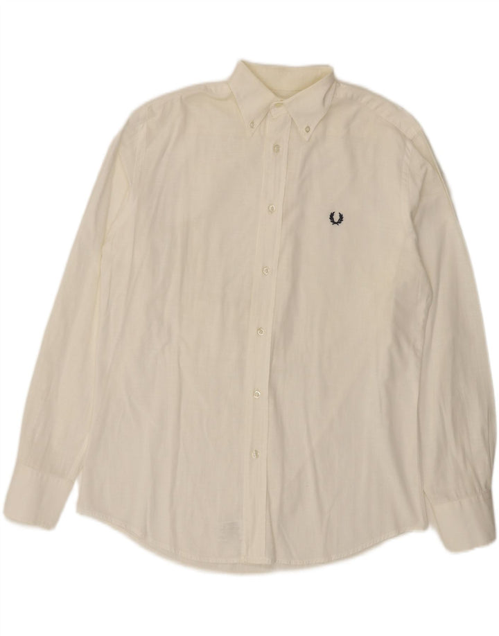 Мужская рубашка Fred Perry из хлопка среднего размера белого цвета