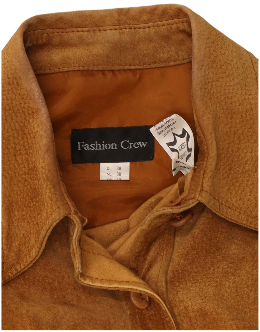 VINTAGE Женская замшевая рубашка UK 12, кожа среднего бежевого цвета