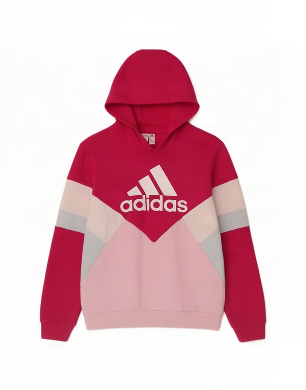 Джемпер с капюшоном Adidas для девочек 11–12 лет, розовый, хлопок с цветными блоками