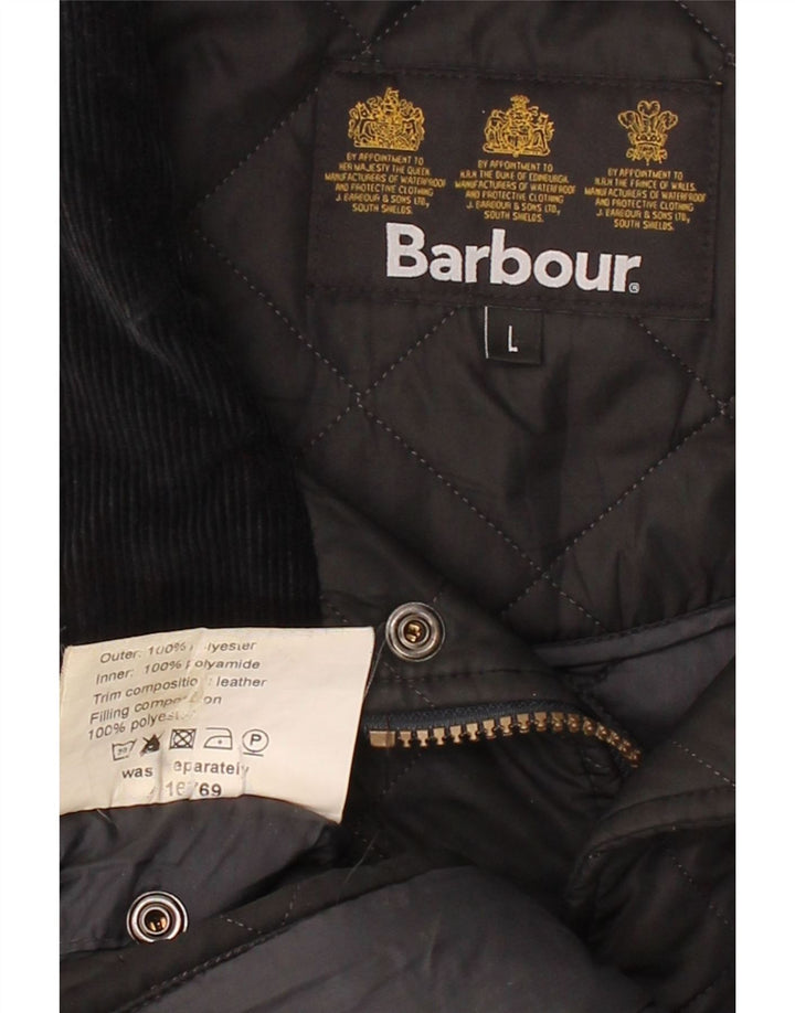 BARBOUR Mens Quilted Jacket UK 40 Large Black Polyester