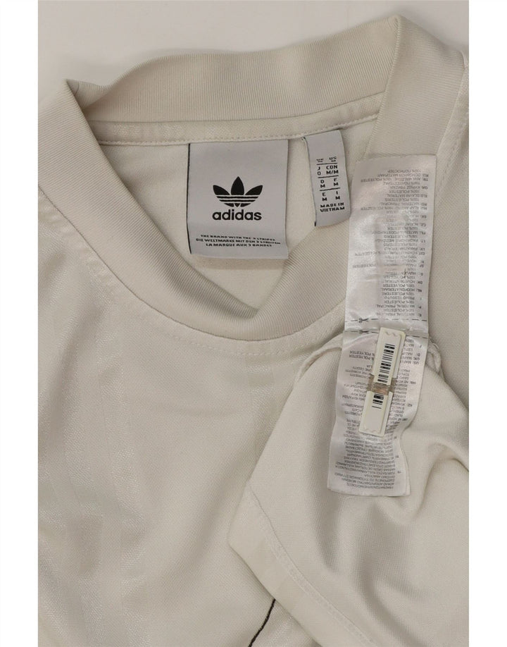 Adidas Мужская футболка с рисунком Верх среднего размера из полиэстера в тонкую полоску белого цвета