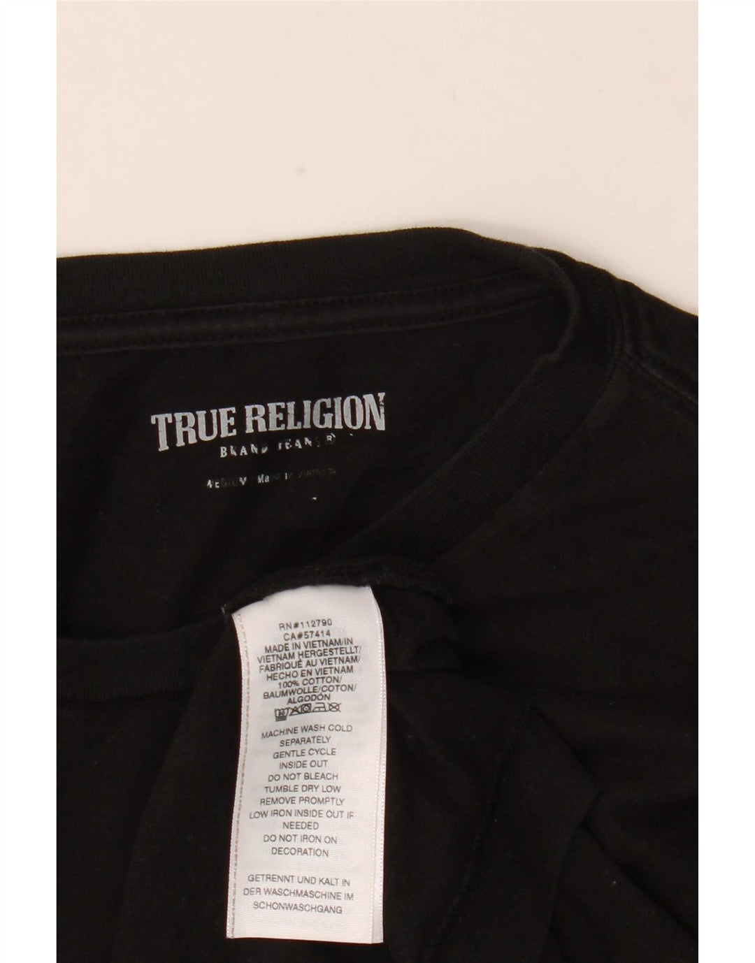 Мужская футболка с рисунком True Religion, топ среднего размера, черный хлопок, хлопок
