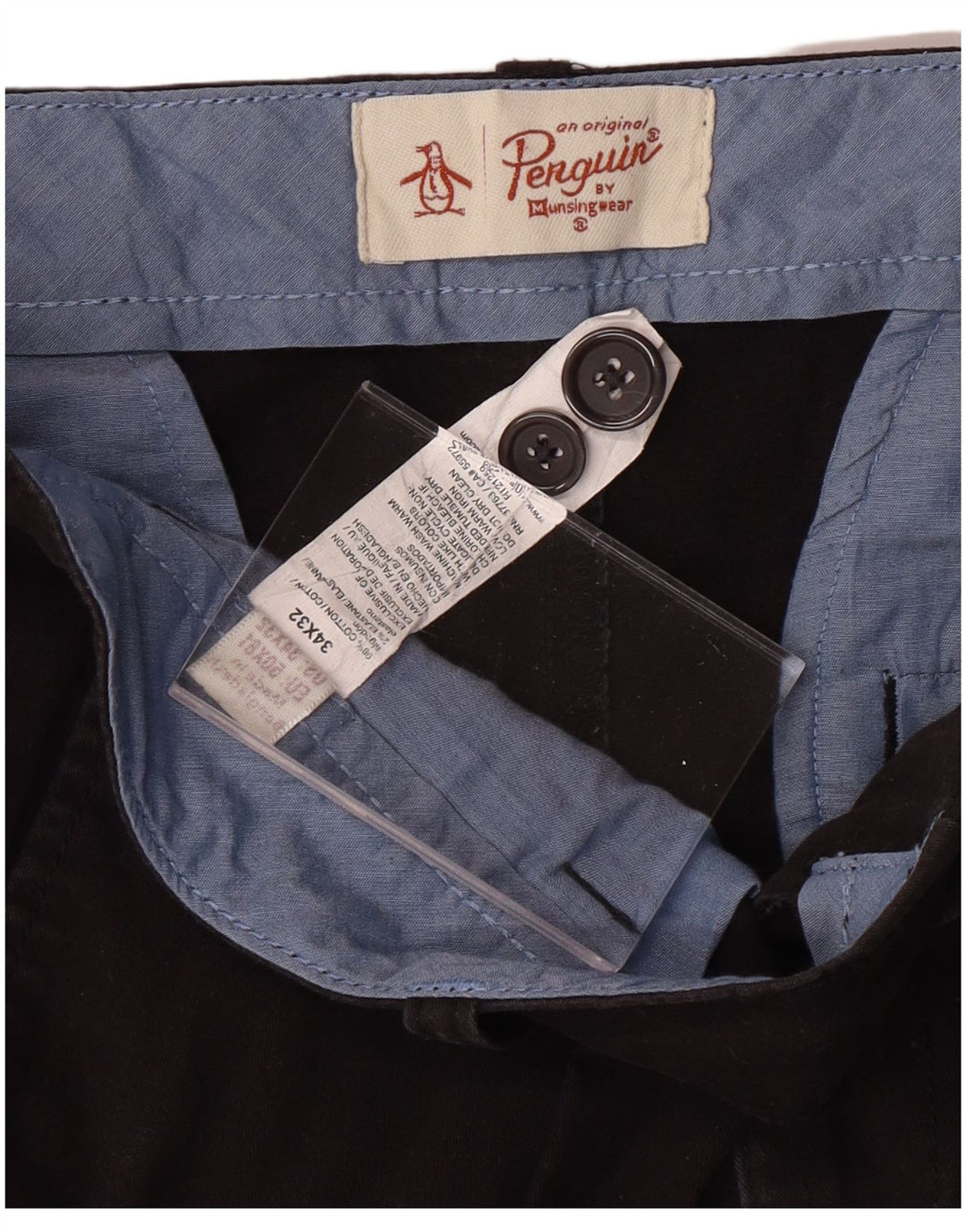 Мужские прямые брюки-чиносы PENGUIN W34 L32, черные, хлопковые