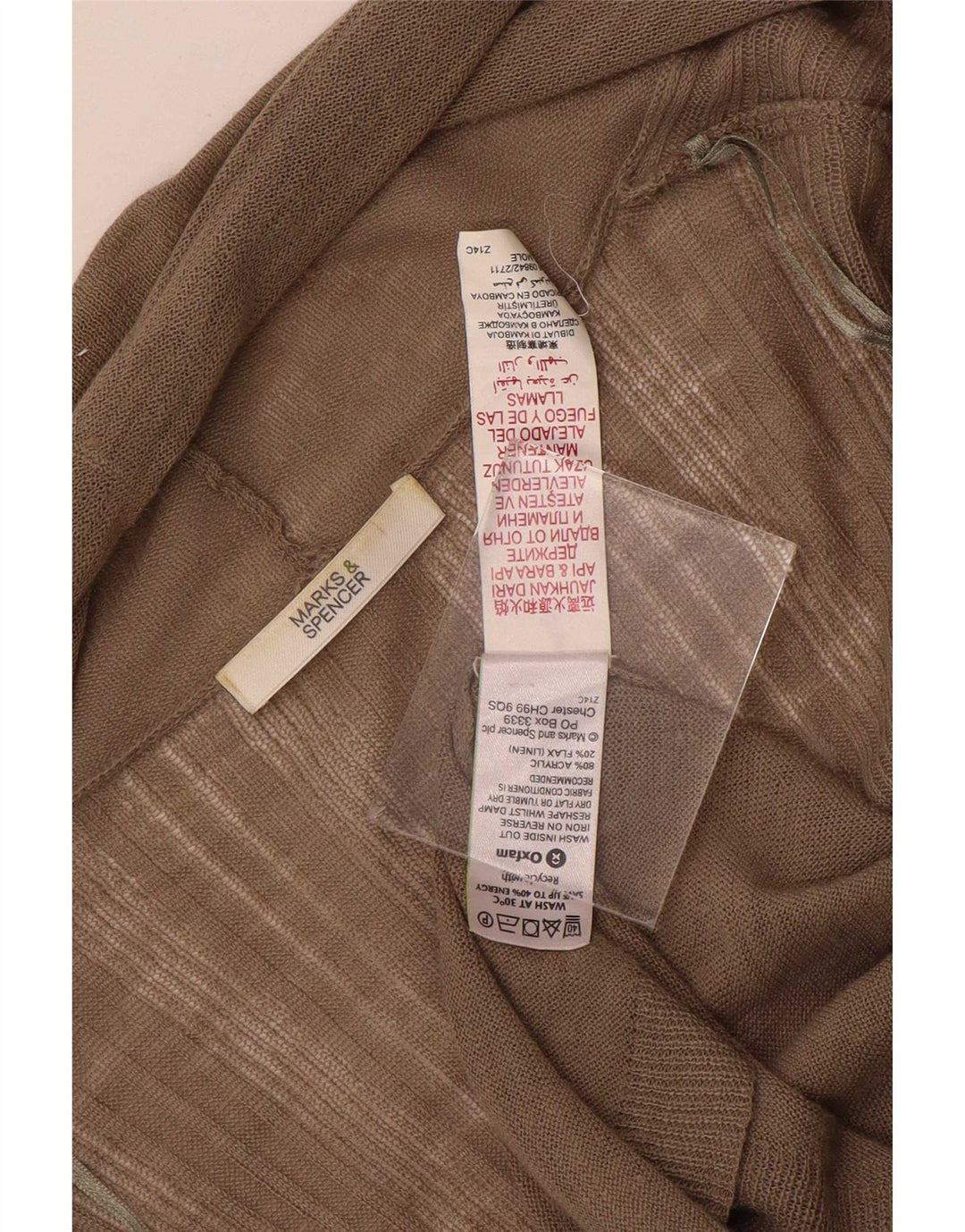 Женский удлиненный открытый кардиган Marks & Spencer UK 14, средний коричневый цвет
