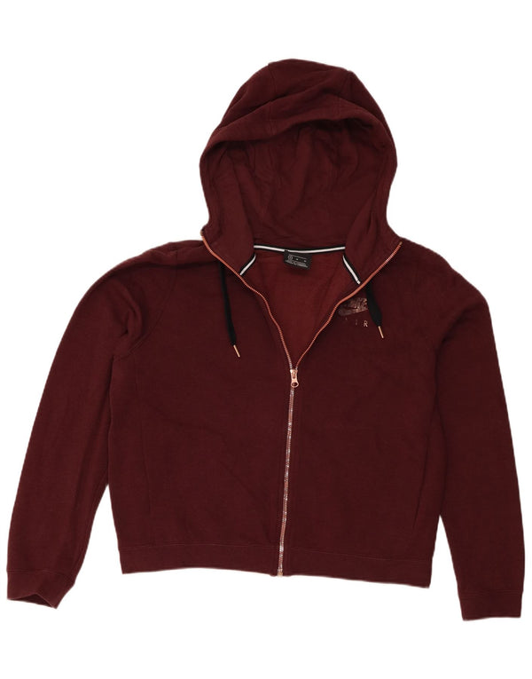 Женский укороченный свитер с капюшоном и молнией с графическим рисунком Nike UK 14, средний бордовый хлопок, хлопок