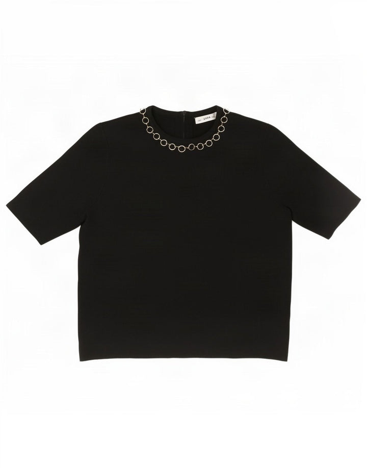 Женская укороченная блузка Zara UK 10, маленькая черная вискоза