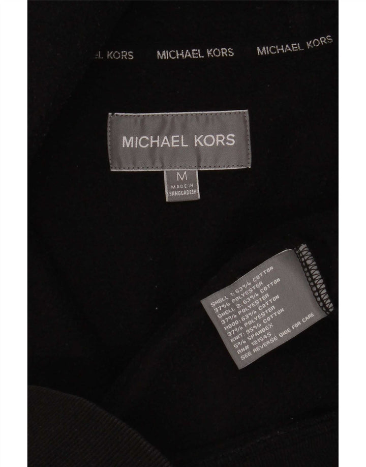 Michael Kors Мужской свитер с капюшоном и молнией с графическим рисунком, средний черный хлопковый свитер