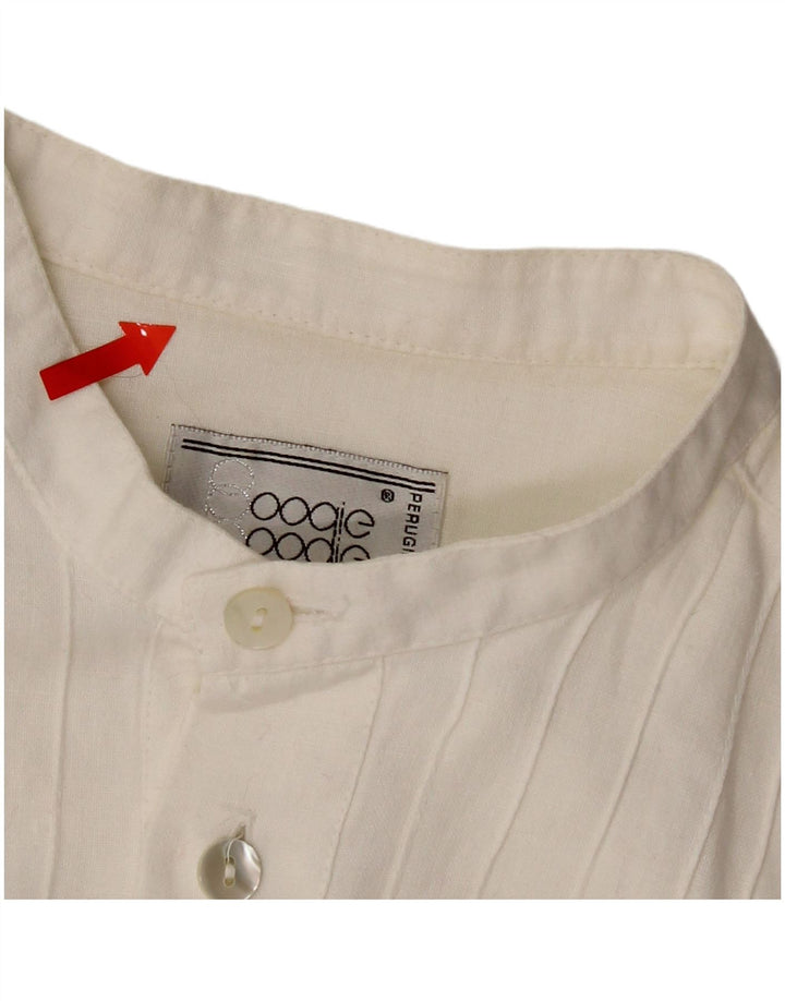 Винтажная мужская пуловерная рубашка с рукавом 3/4 среднего белого цвета