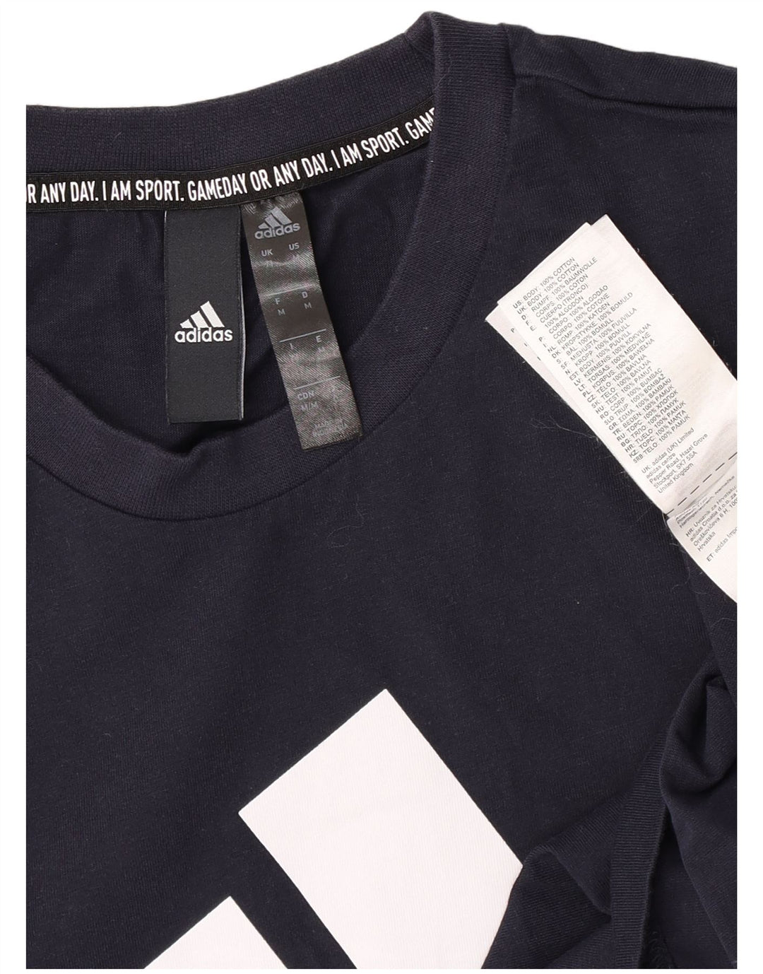 Adidas Мужская футболка с рисунком Топ среднего размера, темно-синий, хлопок