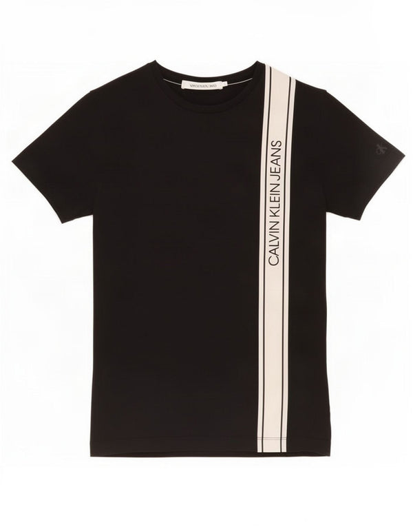 Мужская футболка с графическим рисунком Calvin Klein Jeans, маленький черный цвет, хлопок с цветными блоками
